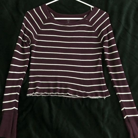 Gap Burgundy & White Cropped Full Sleeve - Picture 1 of 1